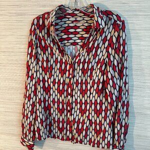 Foxfire Geometric Print Button-Down Blouse - Size 2